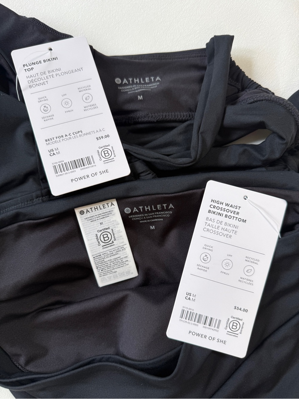 Athleta Black Criss Cross Bikini Top with High-Waist Crossover Bottoms | NWT - Picture 2 of 11